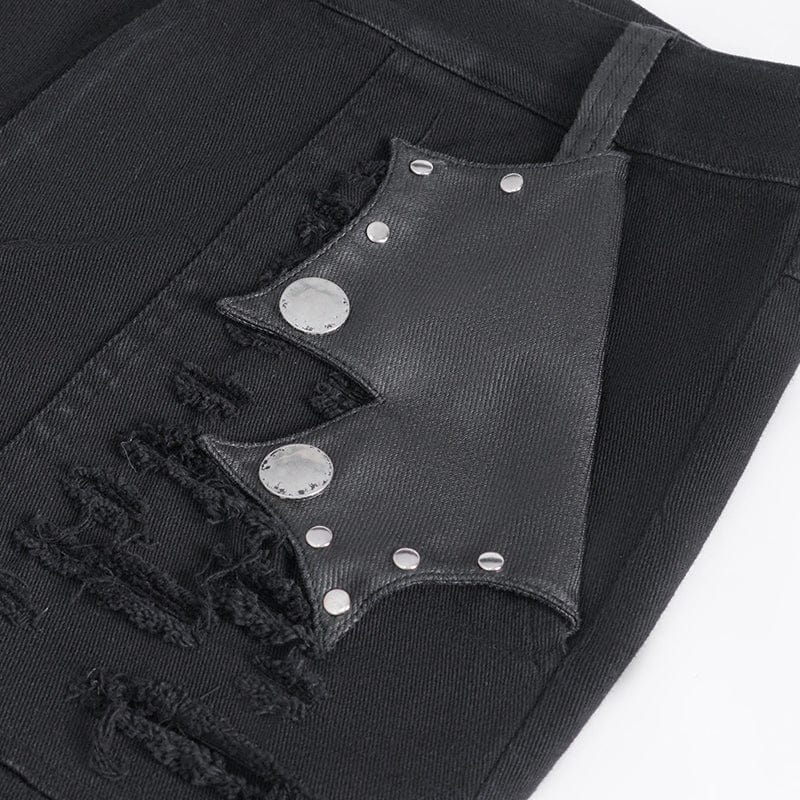 DEVIL FASHION Men's Gothic Ripped Tassels Pants