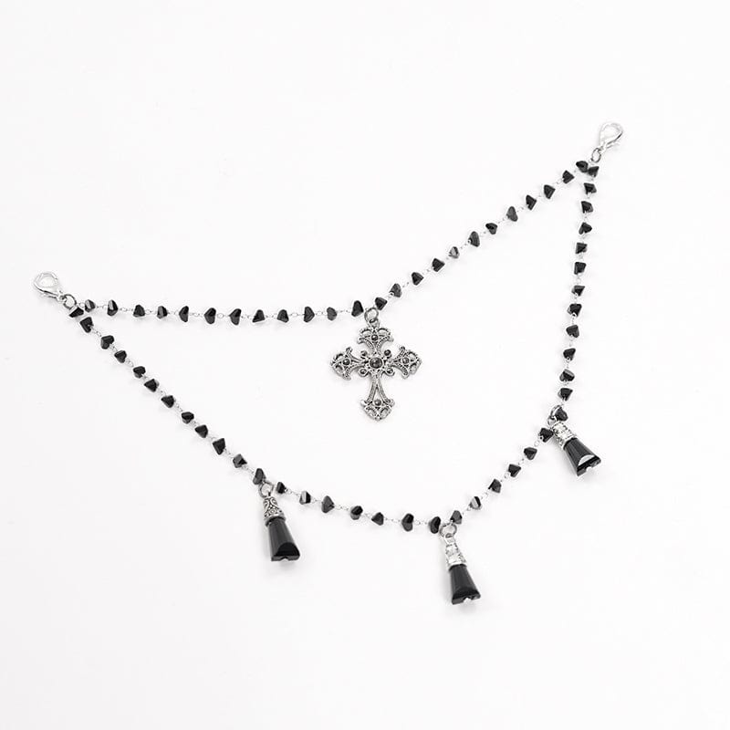 DEVIL FASHION Men's Gothic Ruffled Lace Cross Shirt