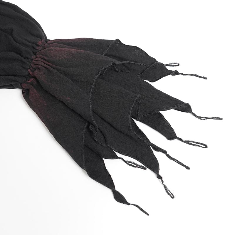 DEVIL FASHION Men's Gothic Ruffled Stand Collar Plunging Shirt