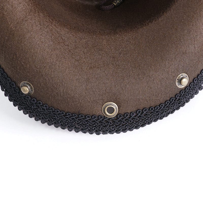 DEVIL FASHION Men's Gothic Skull Feather Cowboy Hat