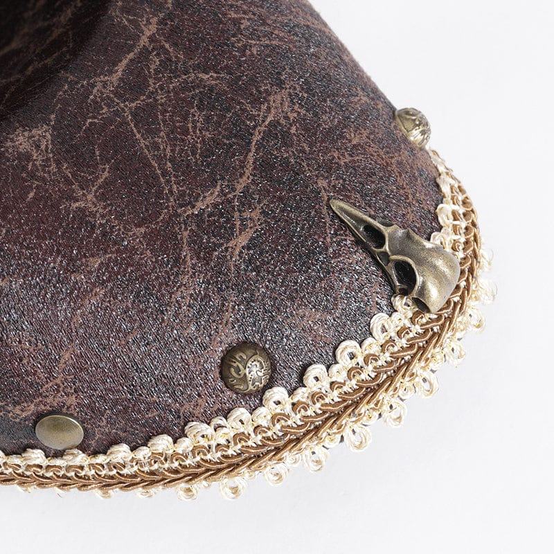 DEVIL FASHION Men's Gothic Skull Lace Hem Hat