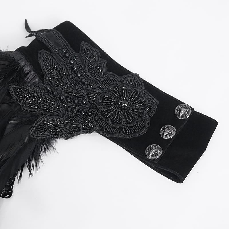 DEVIL FASHION Men's Gothic Stand Collar Feather Cape