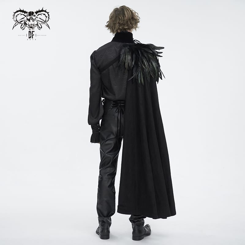 DEVIL FASHION Men's Gothic Stand Collar Feather Cape