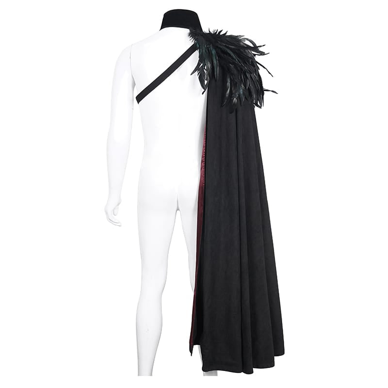 DEVIL FASHION Men's Gothic Stand Collar Feather Cape