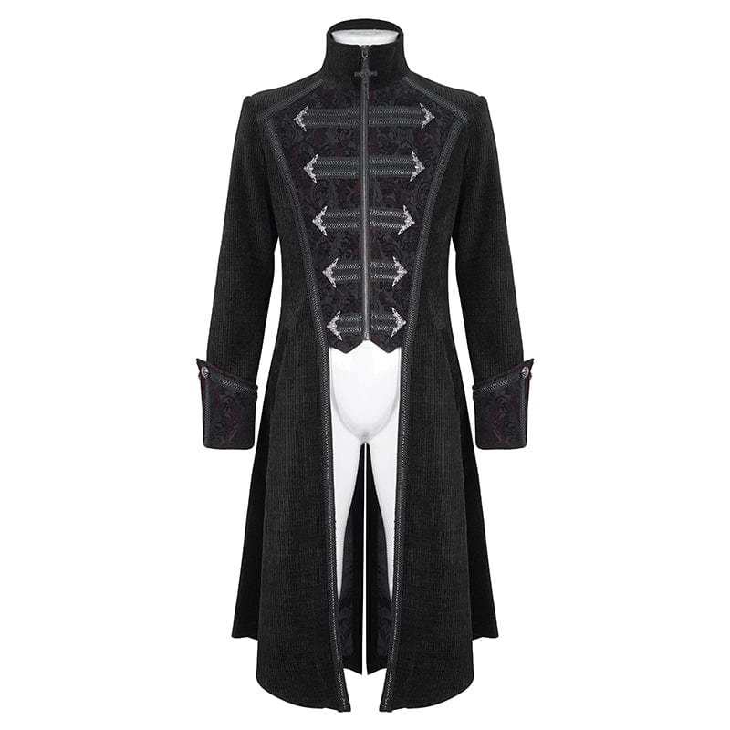 DEVIL FASHION Men's Gothic Stand Collar Swallow-tailed Coat