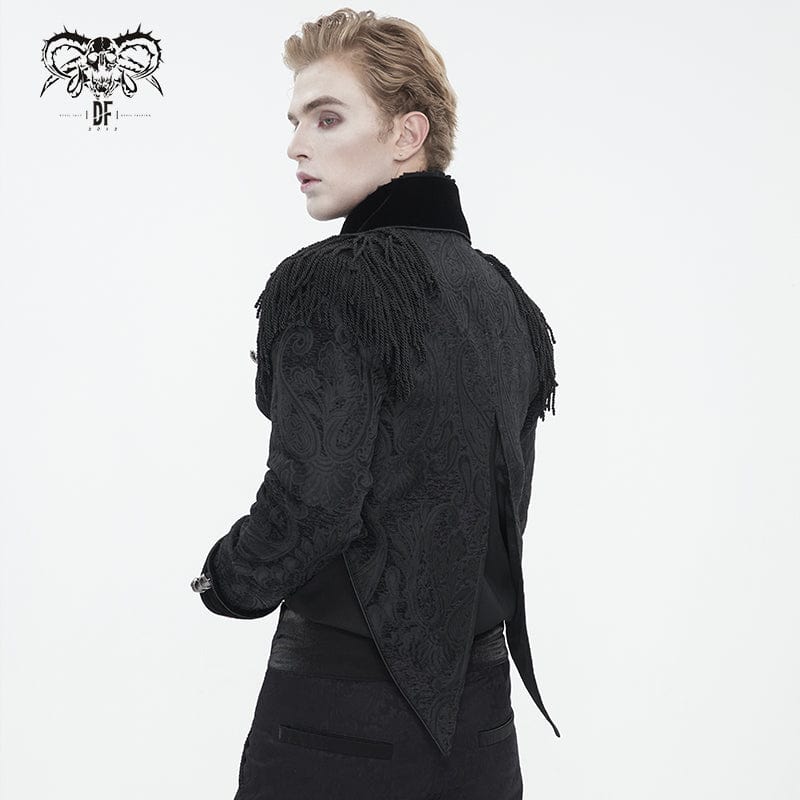 DEVIL FASHION Men's Gothic Tassels Swallow-tailed Jacket