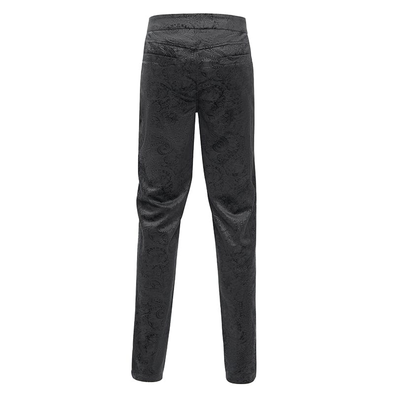 DEVIL FASHION Men's Gothic Zip Floral Branded Trousers