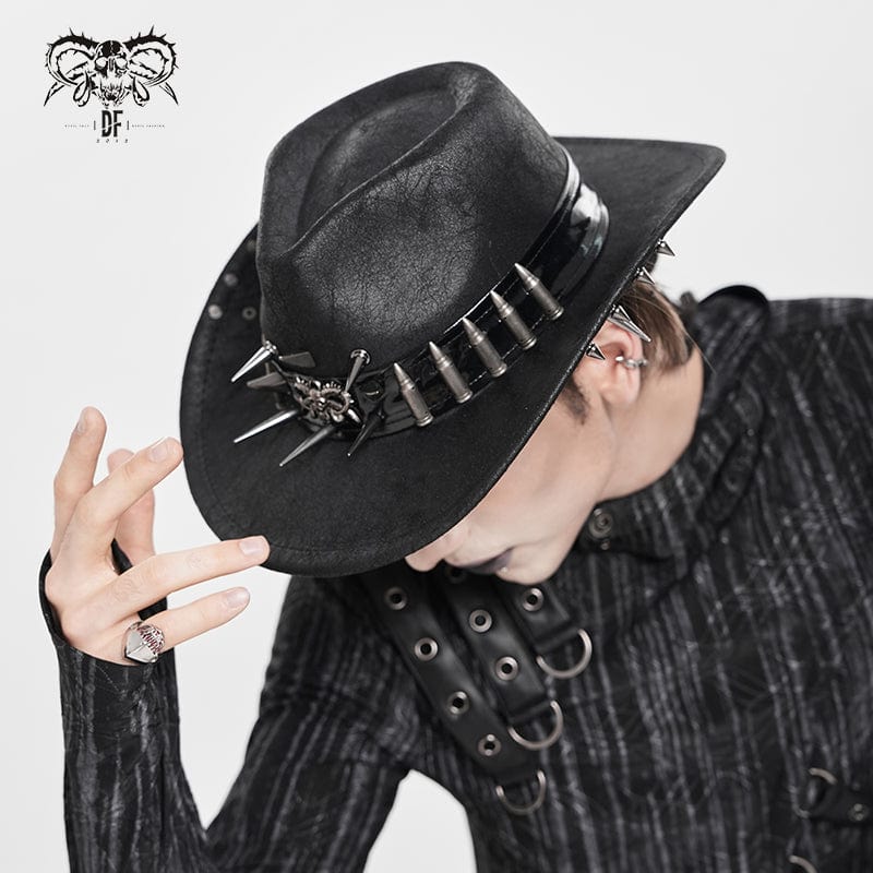 DEVIL FASHION Men's Punk Bullet Skull Rivet Hat