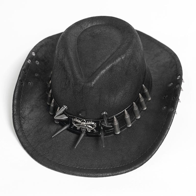 DEVIL FASHION Men's Punk Bullet Skull Rivet Hat