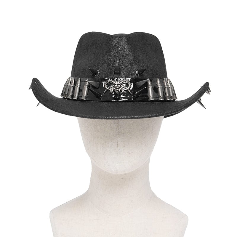 DEVIL FASHION Men's Punk Bullet Skull Rivet Hat