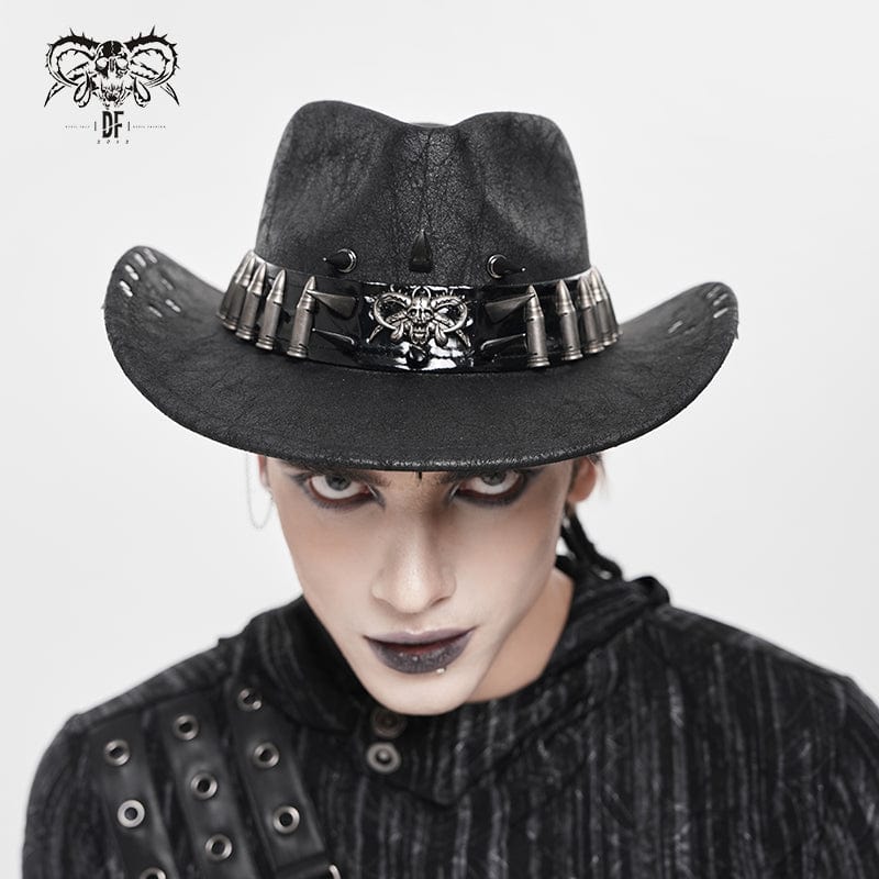 DEVIL FASHION Men's Punk Bullet Skull Rivet Hat