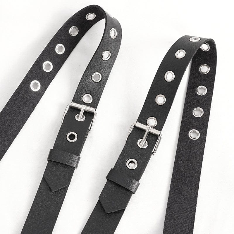 DEVIL FASHION Men's Punk Crossed Buckle Faux Leather Harness