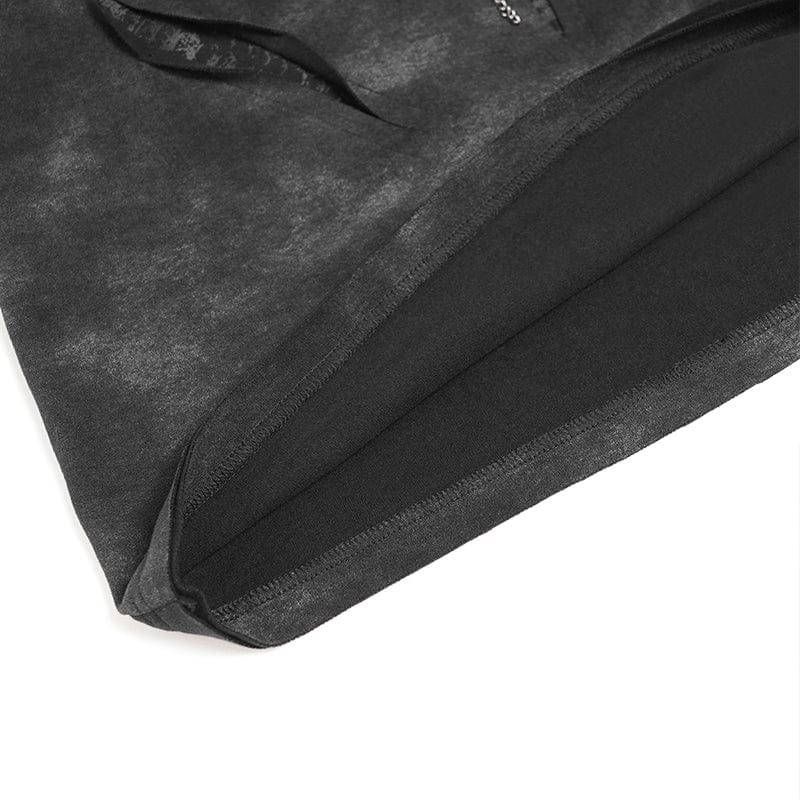 DEVIL FASHION Men's Punk Cutout Rivets Chained Shirt