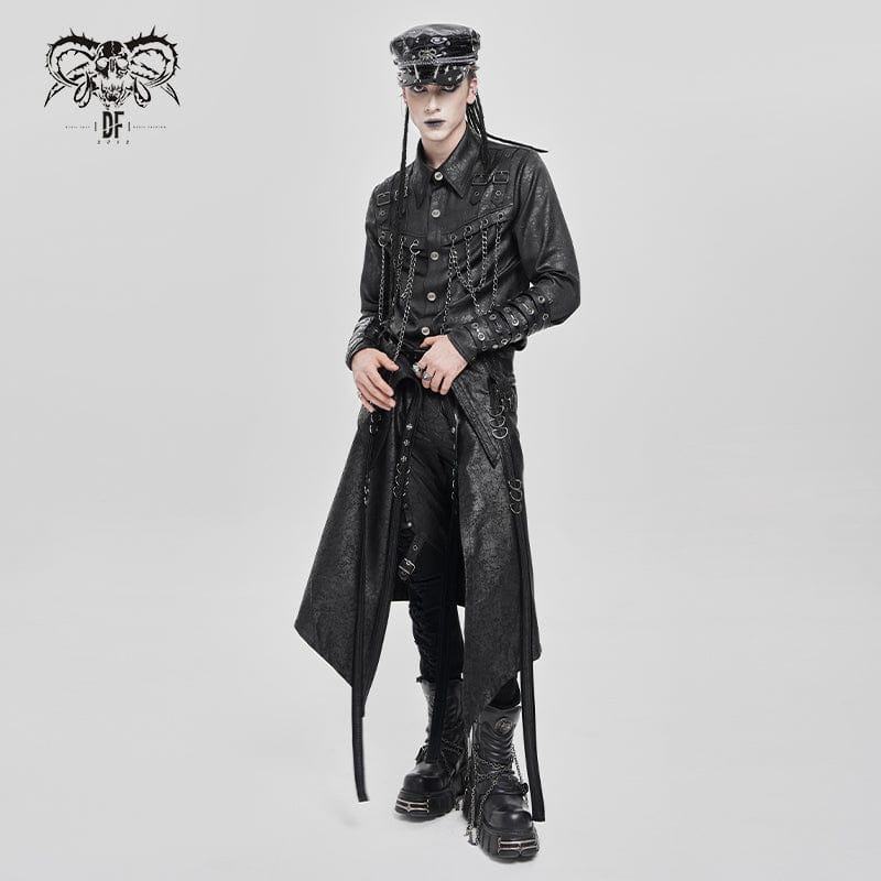 DEVIL FASHION Men's Punk D-ring Multi-zippered Buckle-up Skirt