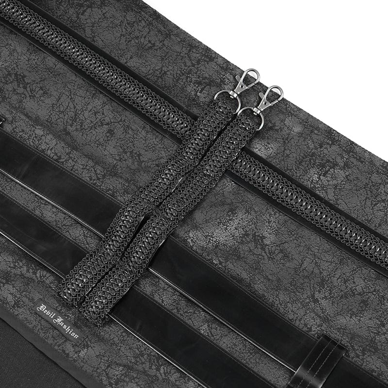 DEVIL FASHION Men's Punk D-ring Multi-zippered Buckle-up Skirt