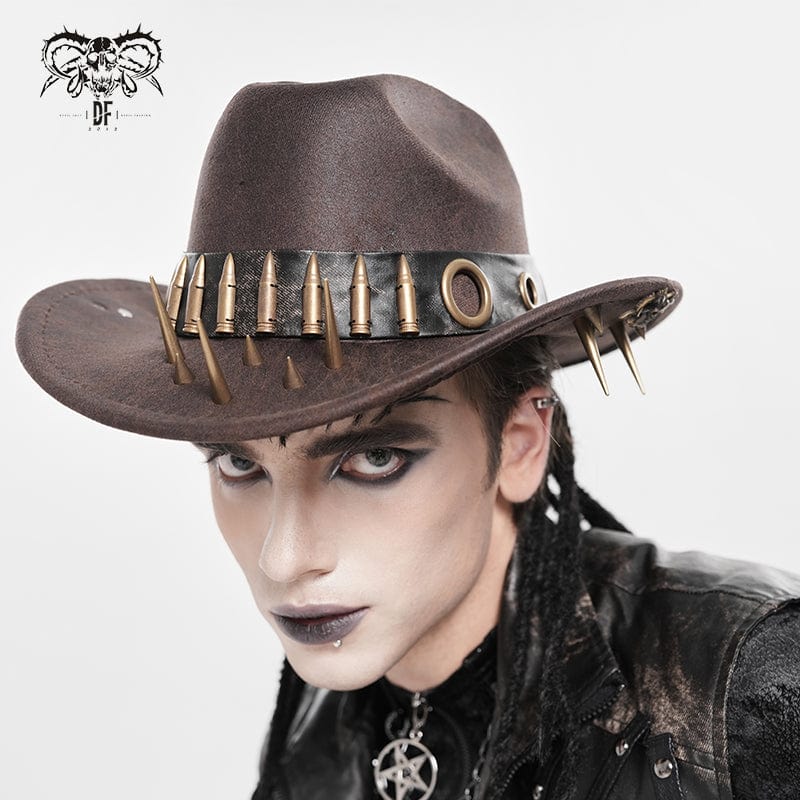 DEVIL FASHION Men's Punk Eyelet Bullet Studded Hat