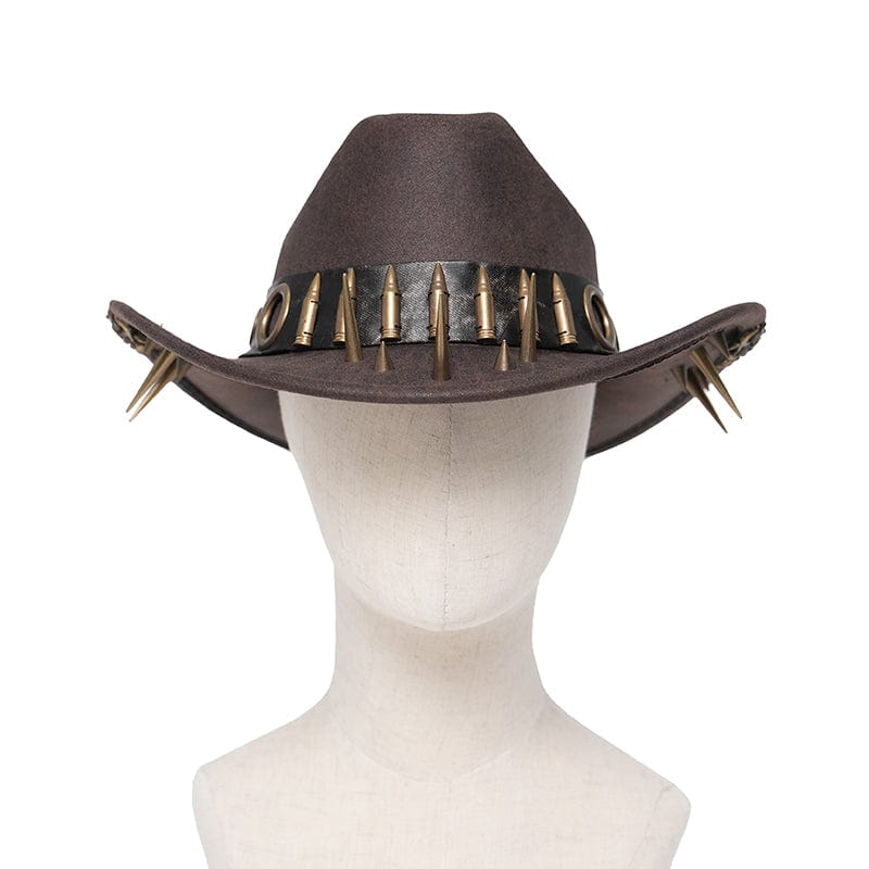 DEVIL FASHION Men's Punk Eyelet Bullet Studded Hat