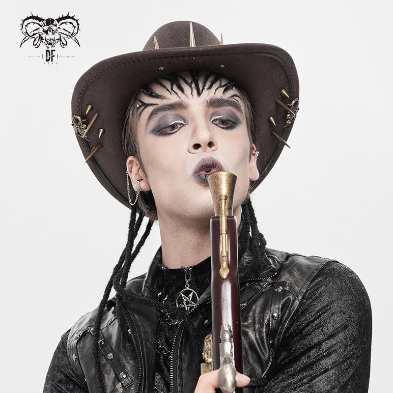 DEVIL FASHION Men's Punk Eyelet Bullet Studded Hat