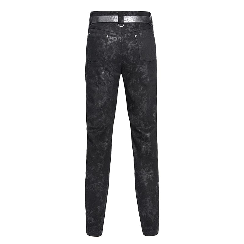 DEVIL FASHION Men's Punk Eyelet Layered Patchwork Pants