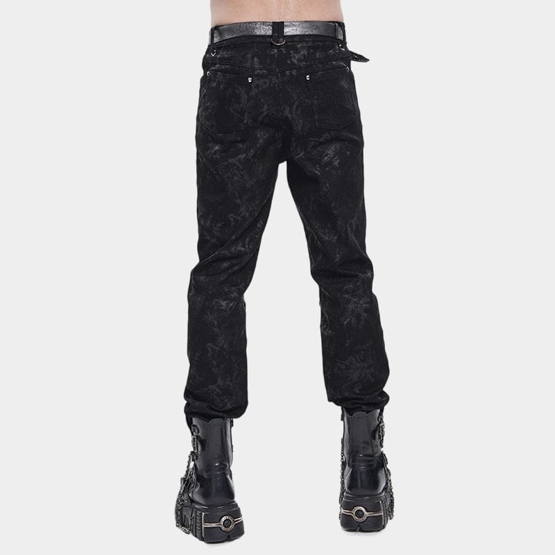 DEVIL FASHION Men's Punk Eyelet Layered Patchwork Pants