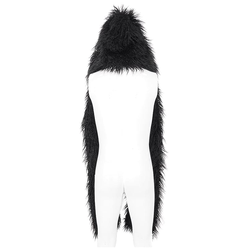 DEVIL FASHION Men's Punk Faux Fur Scarf with Hood