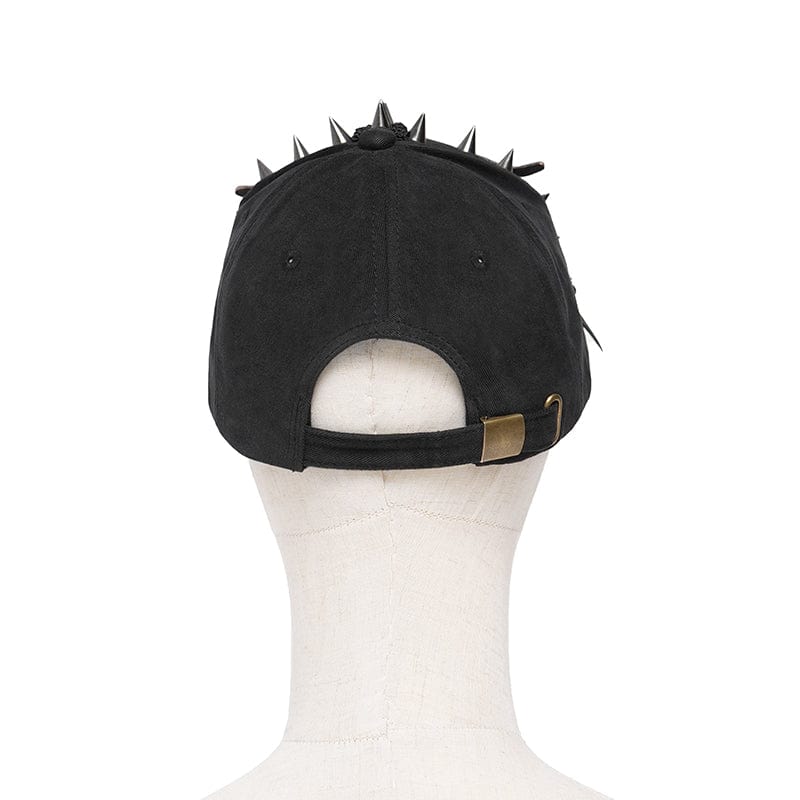 DEVIL FASHION Men's Punk Goat Skull Studded Chained Hat