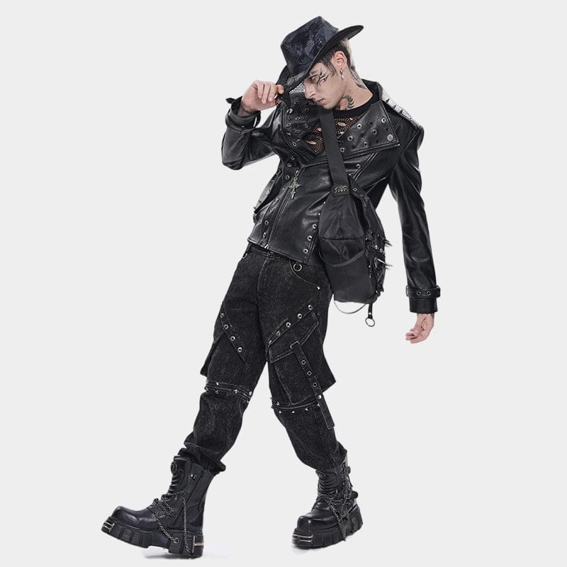 DEVIL FASHION Men's Punk Pentacle Eyelets & Rivets Bag