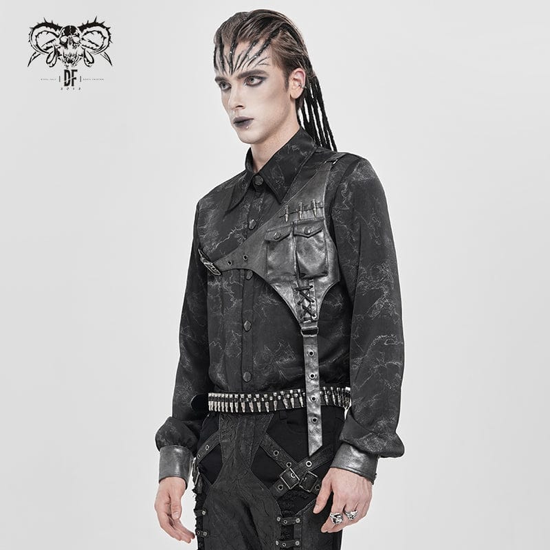 DEVIL FASHION Men's Punk Printed Bullet Shirt