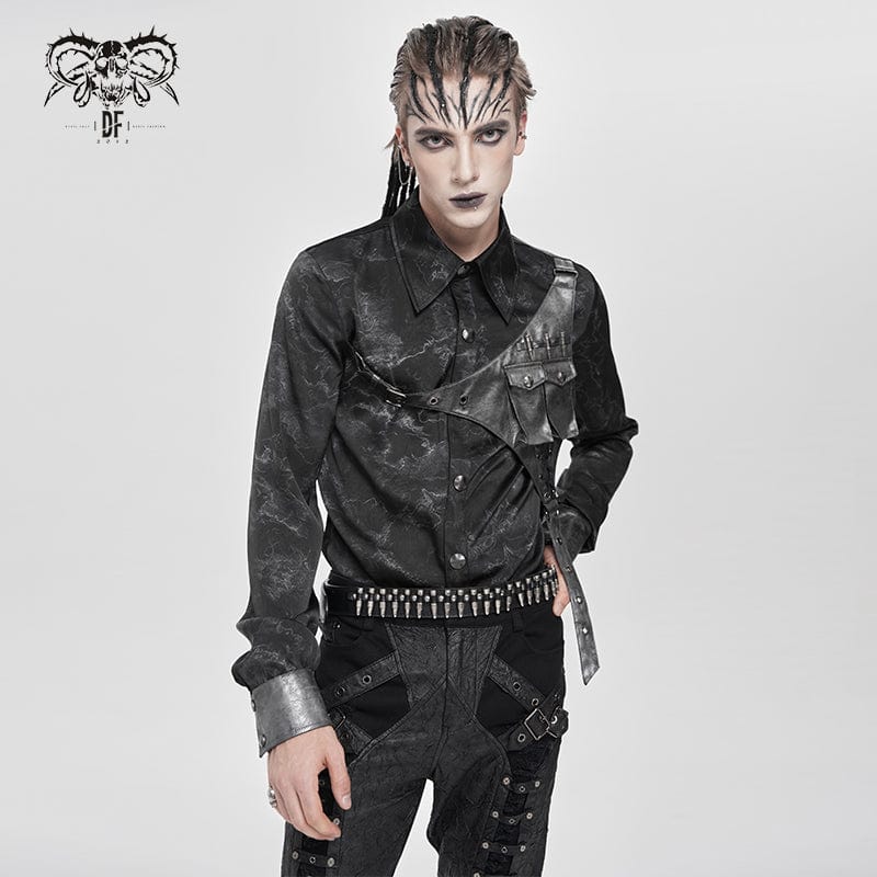 DEVIL FASHION Men's Punk Printed Bullet Shirt