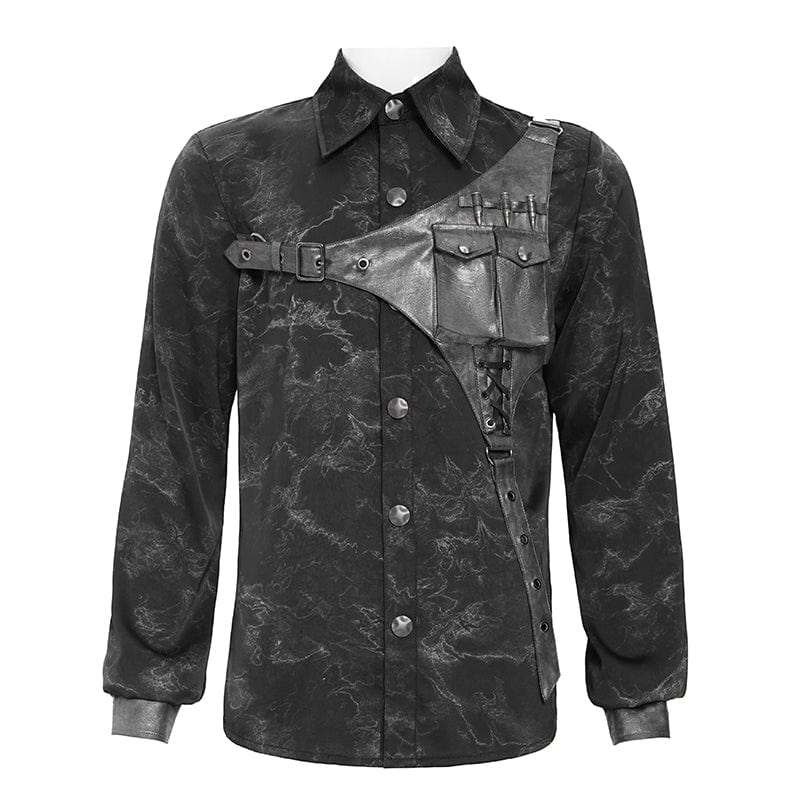 DEVIL FASHION Men's Punk Printed Bullet Shirt