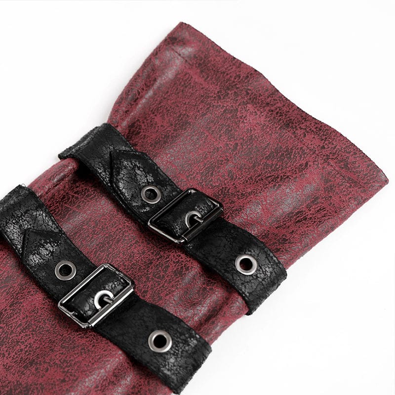 DEVIL FASHION Men's Punk Rivet Buckle Strap Hooded Jacket Red