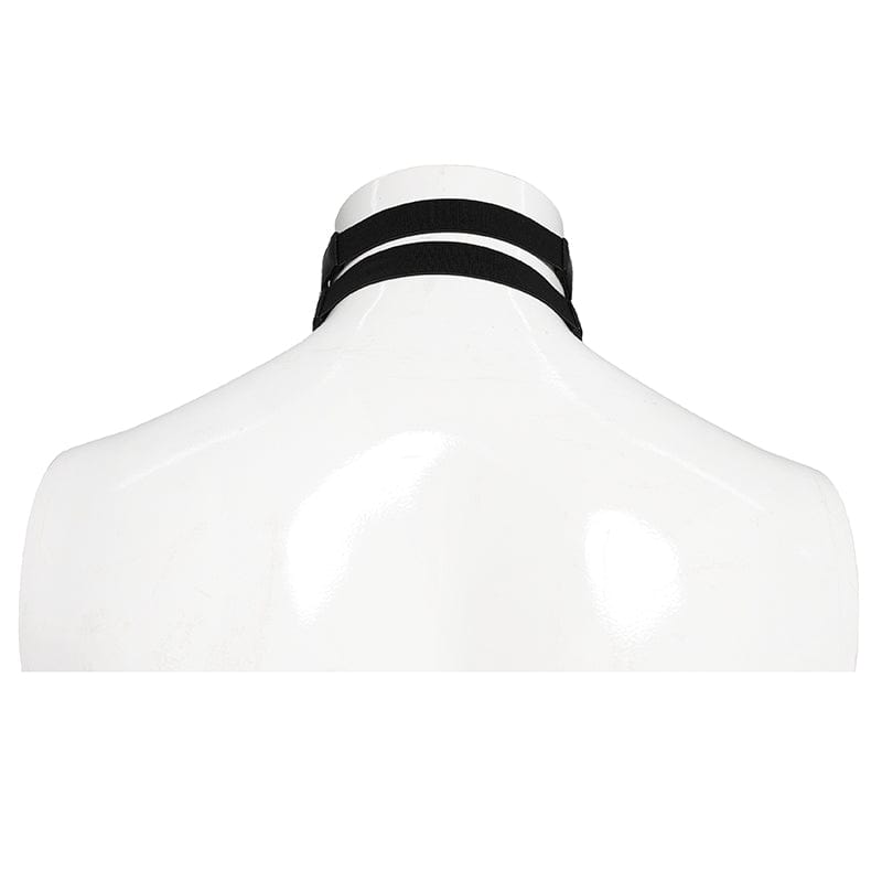 DEVIL FASHION Men's Punk Rivet Skull Layered Choker