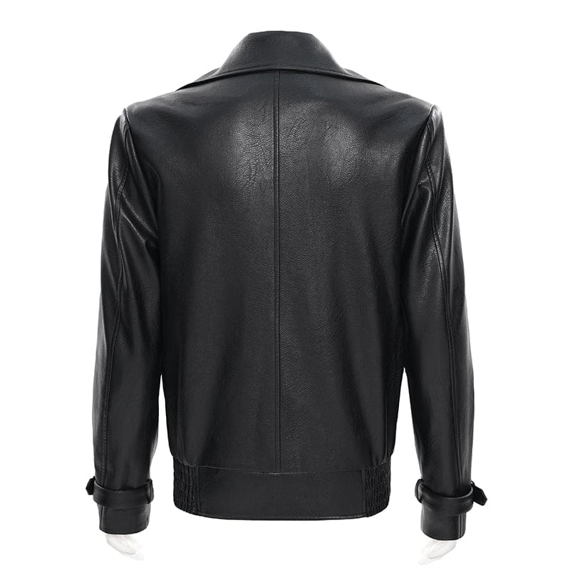 DEVIL FASHION Men's Punk Wide Lapel Collar Studded Biker Jacket