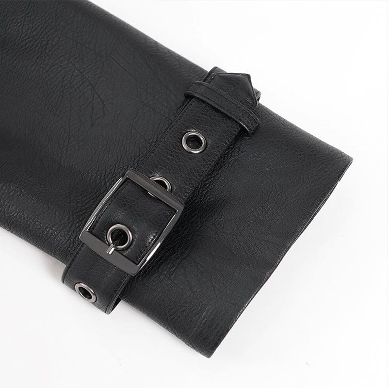 DEVIL FASHION Men's Punk Wide Lapel Collar Studded Biker Jacket