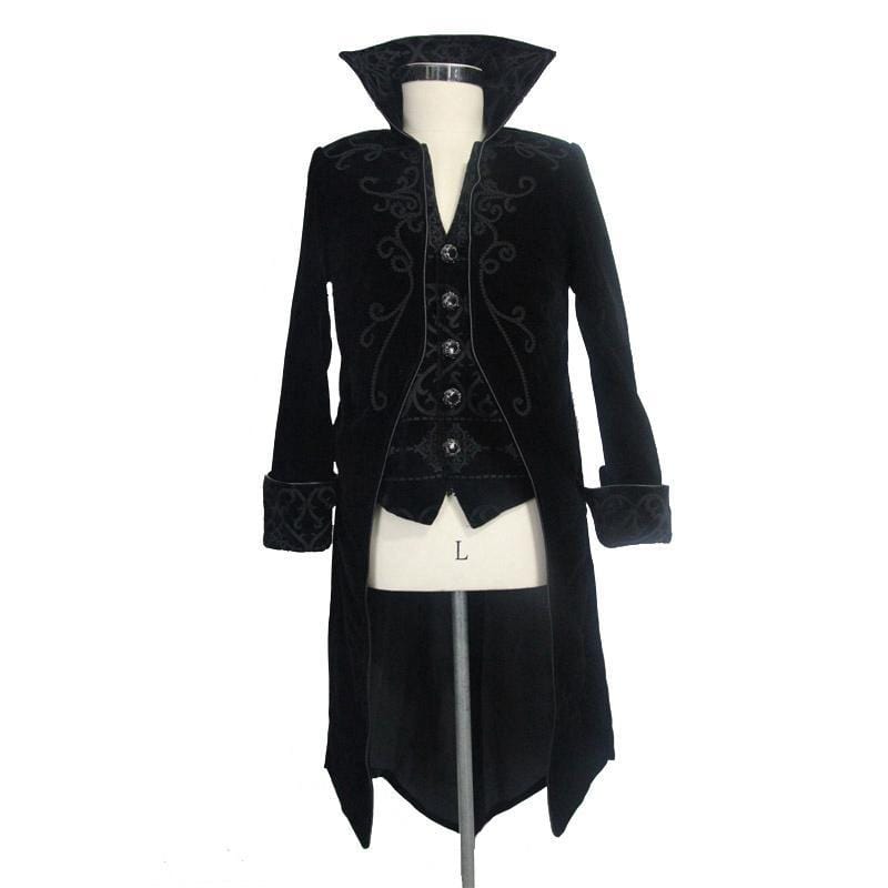 DEVIL FASHION Men's Standup Collar Vintage Tailcoat