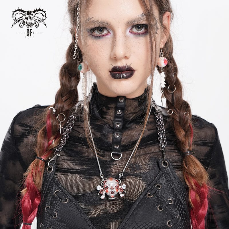 DEVIL FASHION Women's Cyberpunk Alien-Core Crying Robot Necklace