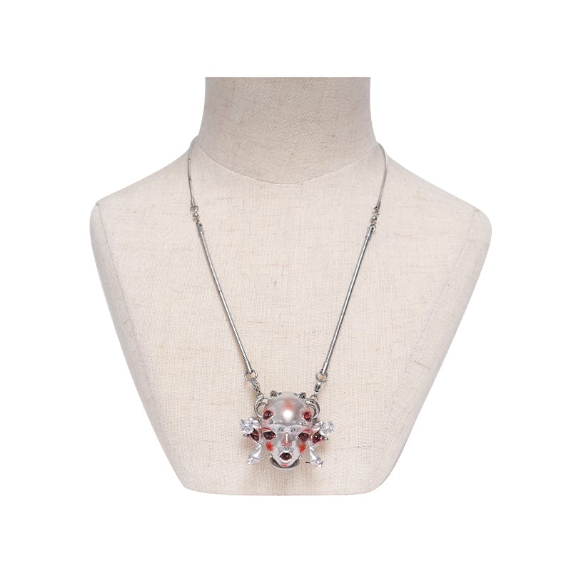 DEVIL FASHION Women's Cyberpunk Alien-Core Crying Robot Necklace