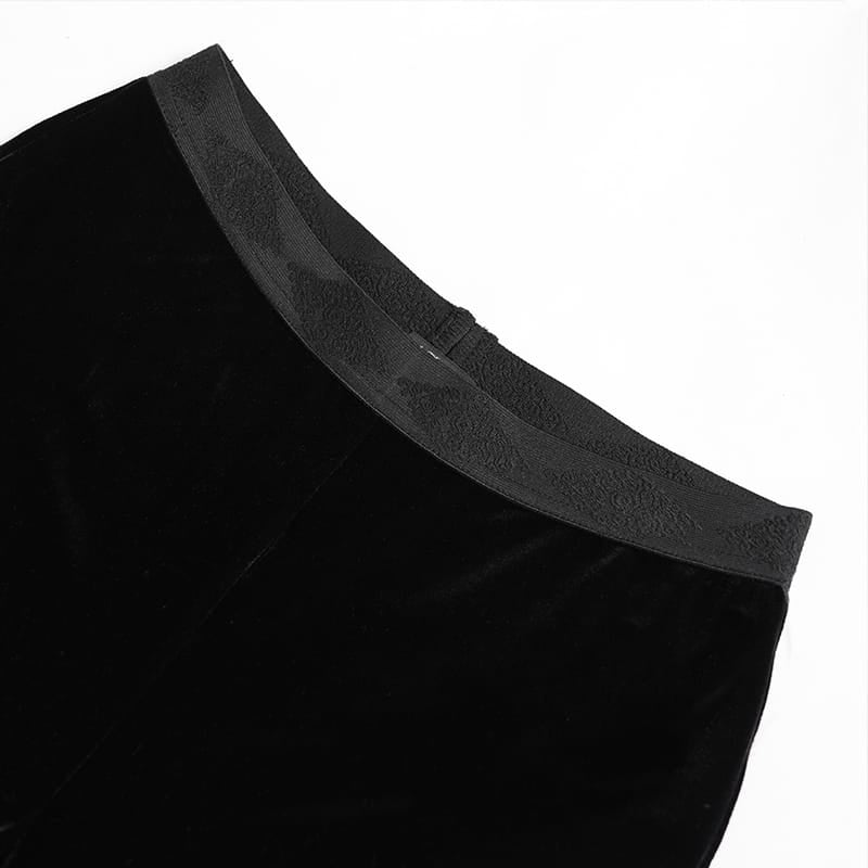DEVIL FASHION Women's Goth Floral Lace Sheer Bell-bottoms