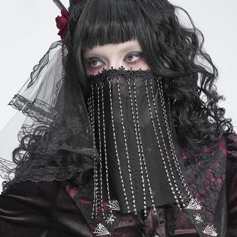 DEVIL FASHION Women's Gothic Beaded Tassels Mask
