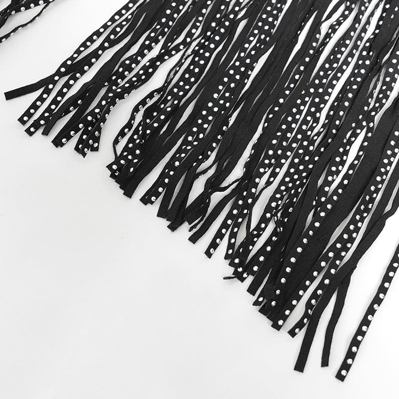 DEVIL FASHION Women's Gothic Buckle Strap Tassels Lace-up Underbust Corset