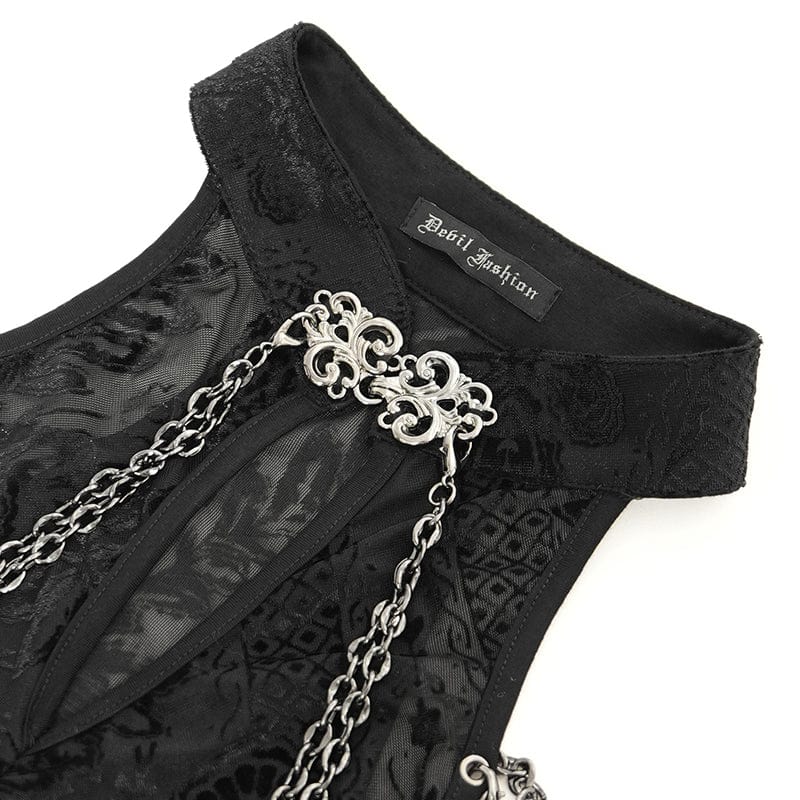 DEVIL FASHION Women's Gothic Cheongsam Collar Side Slit Halterneck Prom Dress