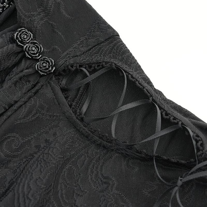 DEVIL FASHION Women's Gothic Cowl Neck Flared Sleeved Shirt