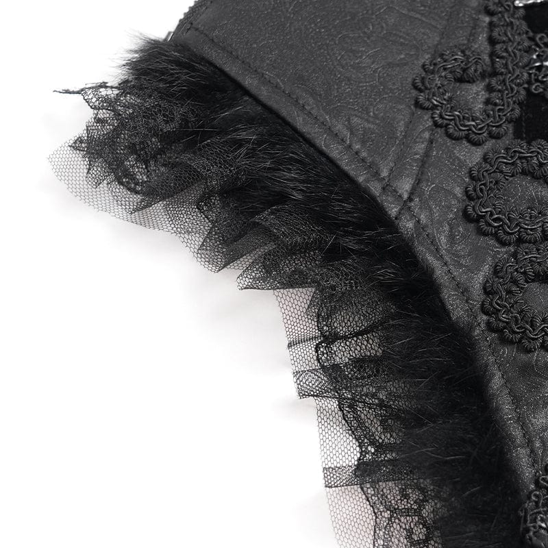 DEVIL FASHION Women's Gothic Crochet Lace-up Cross&Eyes Underbust Corset