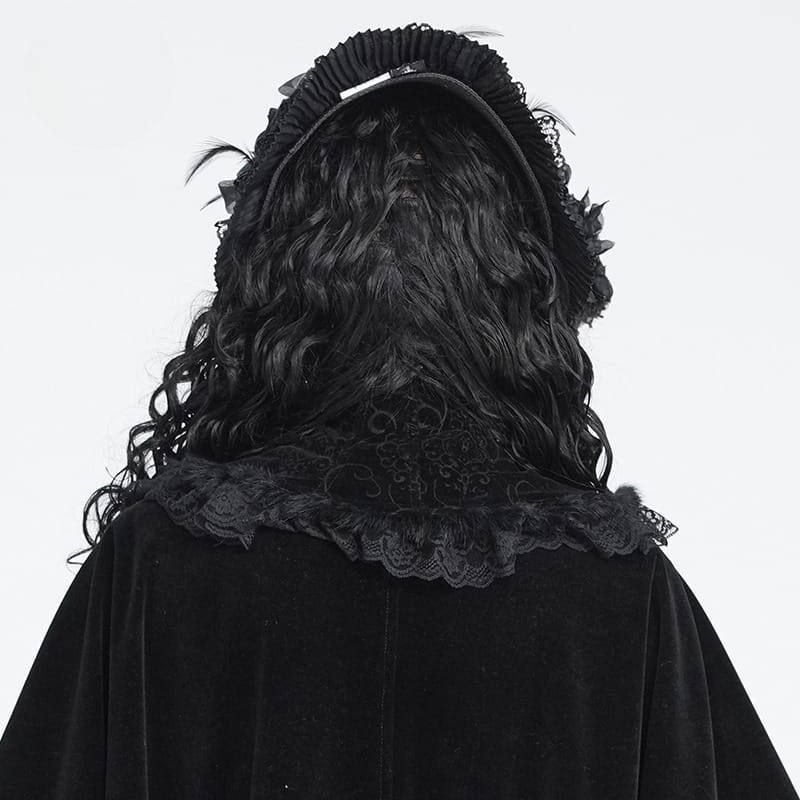 DEVIL FASHION Women's Gothic Cross Lace-Trimmed Velvet Neckwear
