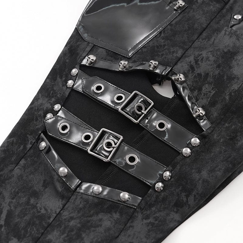 DEVIL FASHION Women's Gothic Cutout Buckles Pants