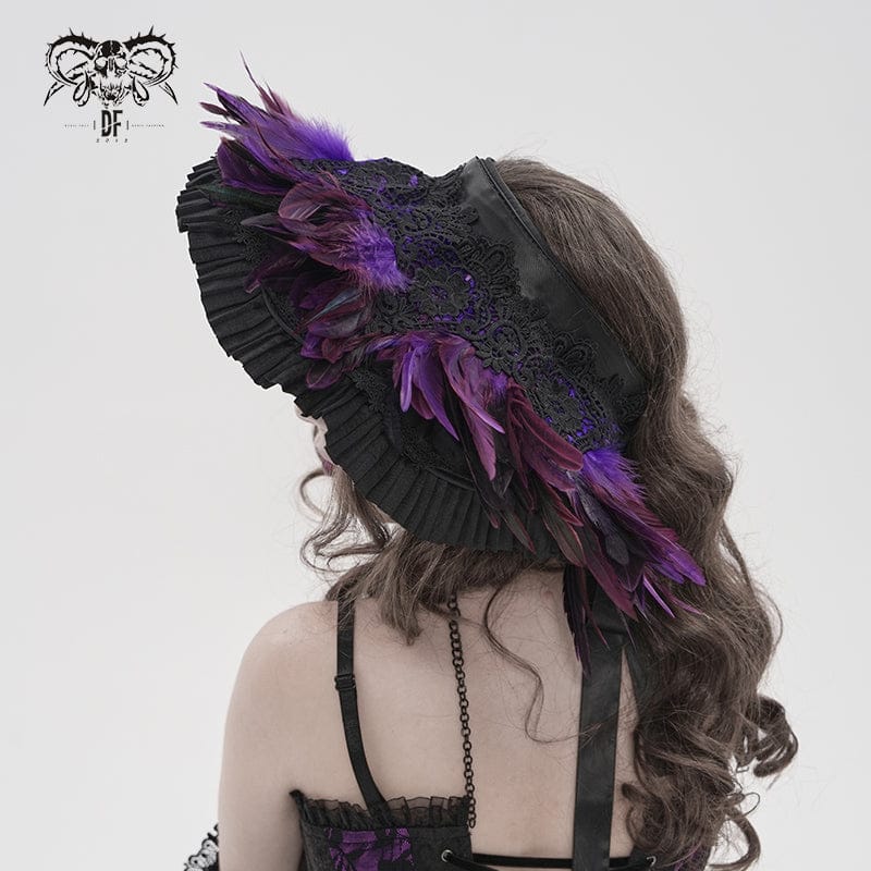 DEVIL FASHION Women's Gothic Decal Feather Hat