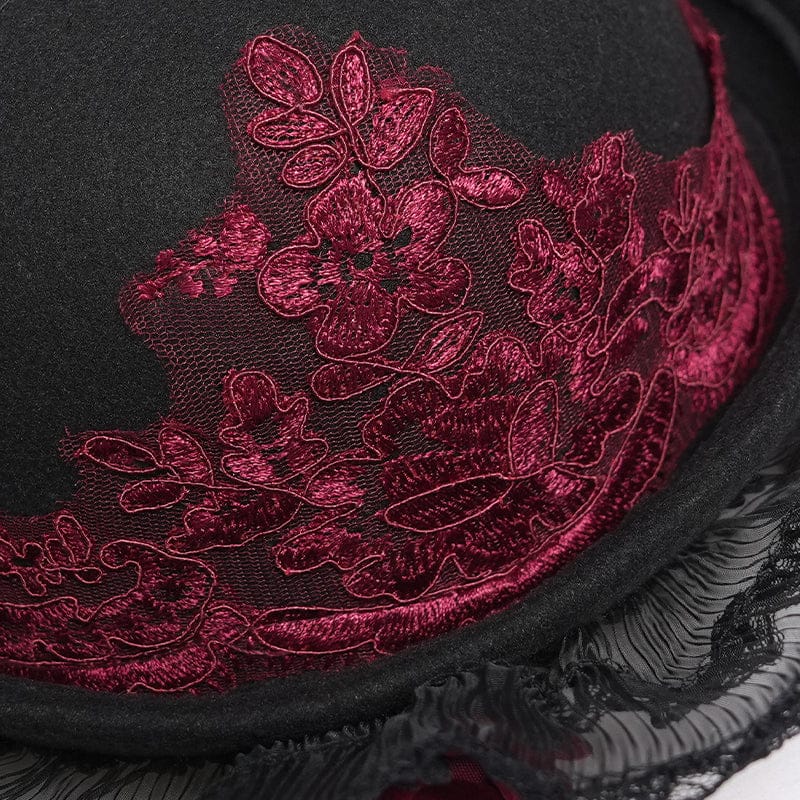 DEVIL FASHION Women's Gothic Decal Lace Rose Hat