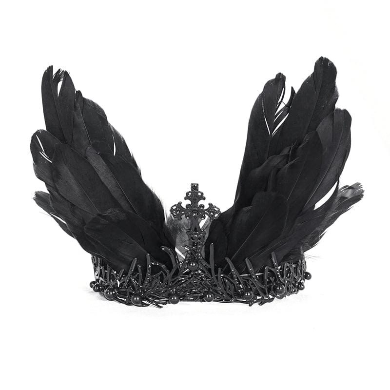 DEVIL FASHION Women's Gothic Feather Cross Metal Headwear