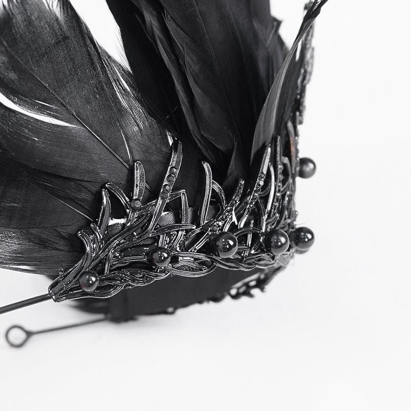DEVIL FASHION Women's Gothic Feather Cross Metal Headwear