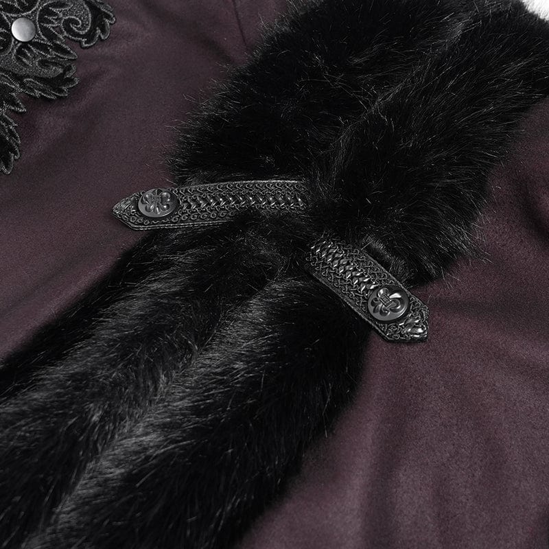 DEVIL FASHION Women's Gothic Floral Embroidered Gradient Hooded Cloak